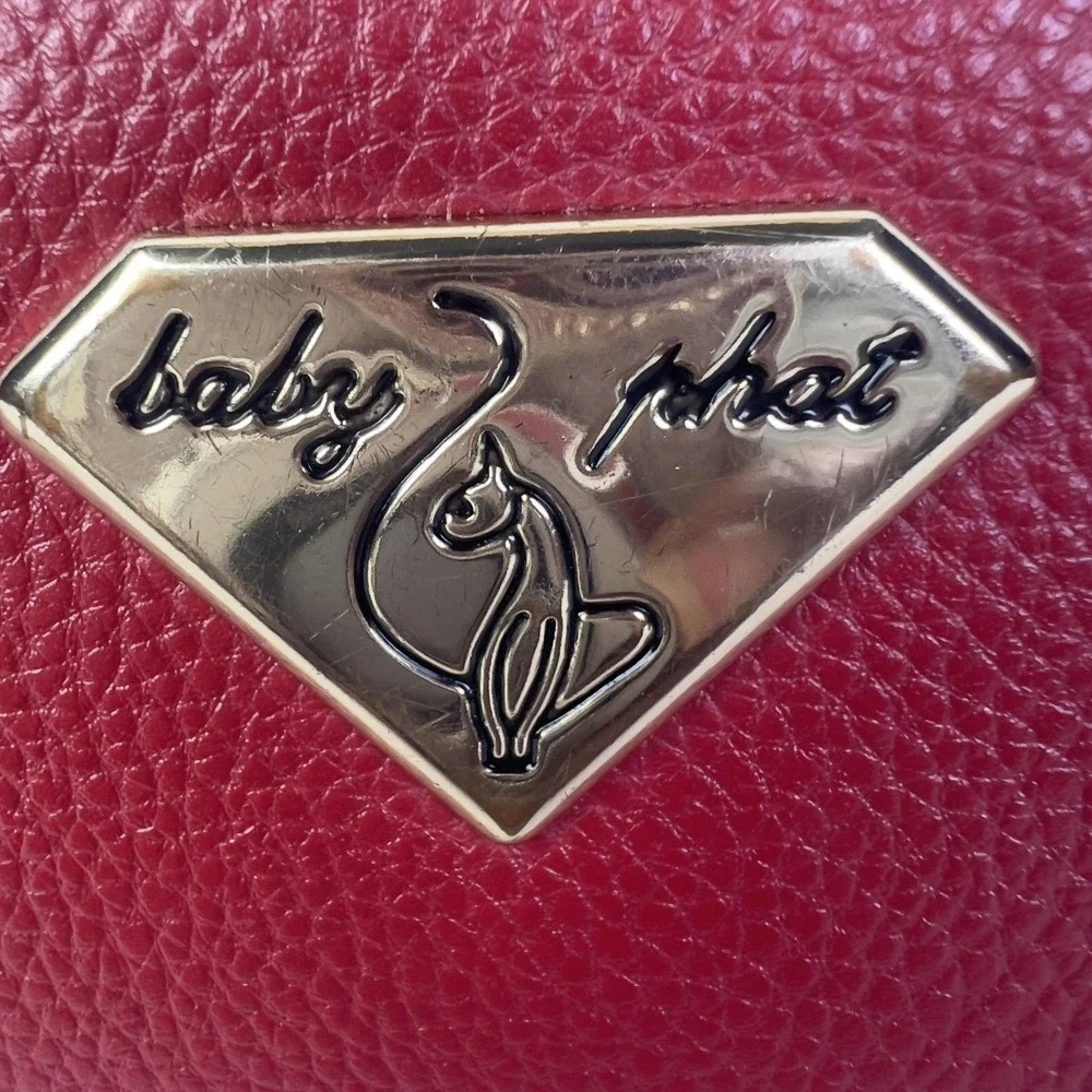 Baby Phat Wallet Womens One Size Red Zip Around‎ Checkbook Cat Logo Faux Leather